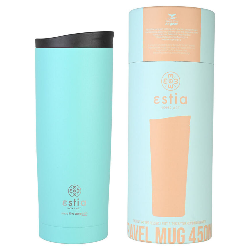 ΘΕΡΜΟΣ TRAVEL MUG SAVE THE AEGEAN 450ml BERMUDA GREEN