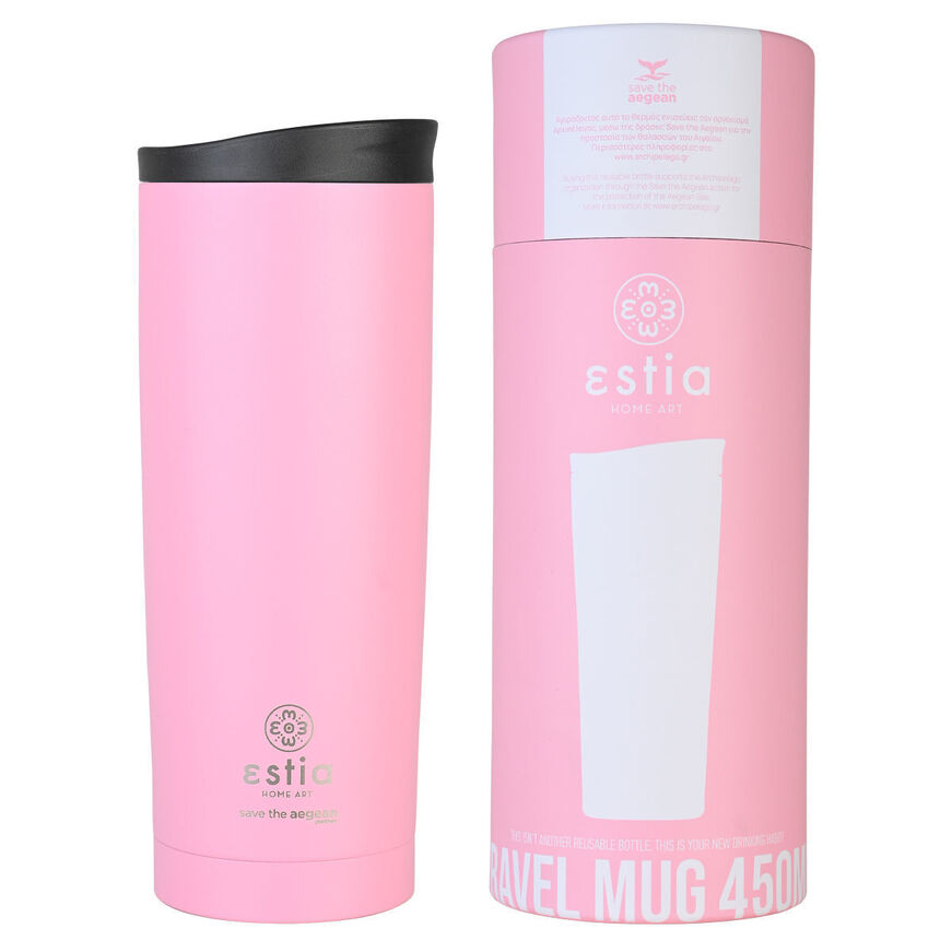 ΘΕΡΜΟΣ TRAVEL MUG SAVE THE AEGEAN 450ml BLOSSOM ROSE