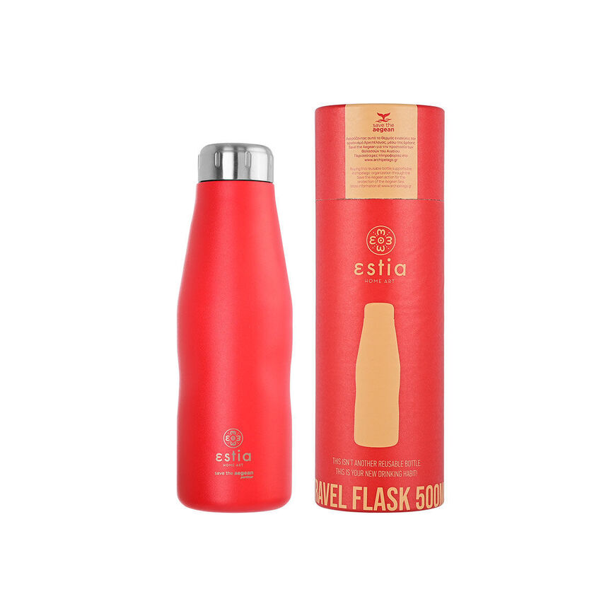 ΘΕΡΜΟΣ TRAVEL FLASK SAVE THE AEGEAN 500ml SCARLET RED