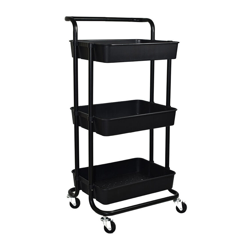 ΤΡΟΛΕΪ ΜΑΝΑΒΗΣ ΜΕΤΑΛΛΙΚΟ 3 ΕΠΙΠΕΔΩΝ 43X36X86CM ΜΑΥΡΟ